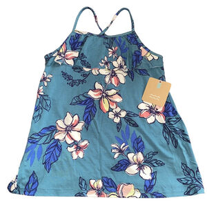 Girls Bixby Nomad Teal Floral Criss Cross Tank Top Size M NWT